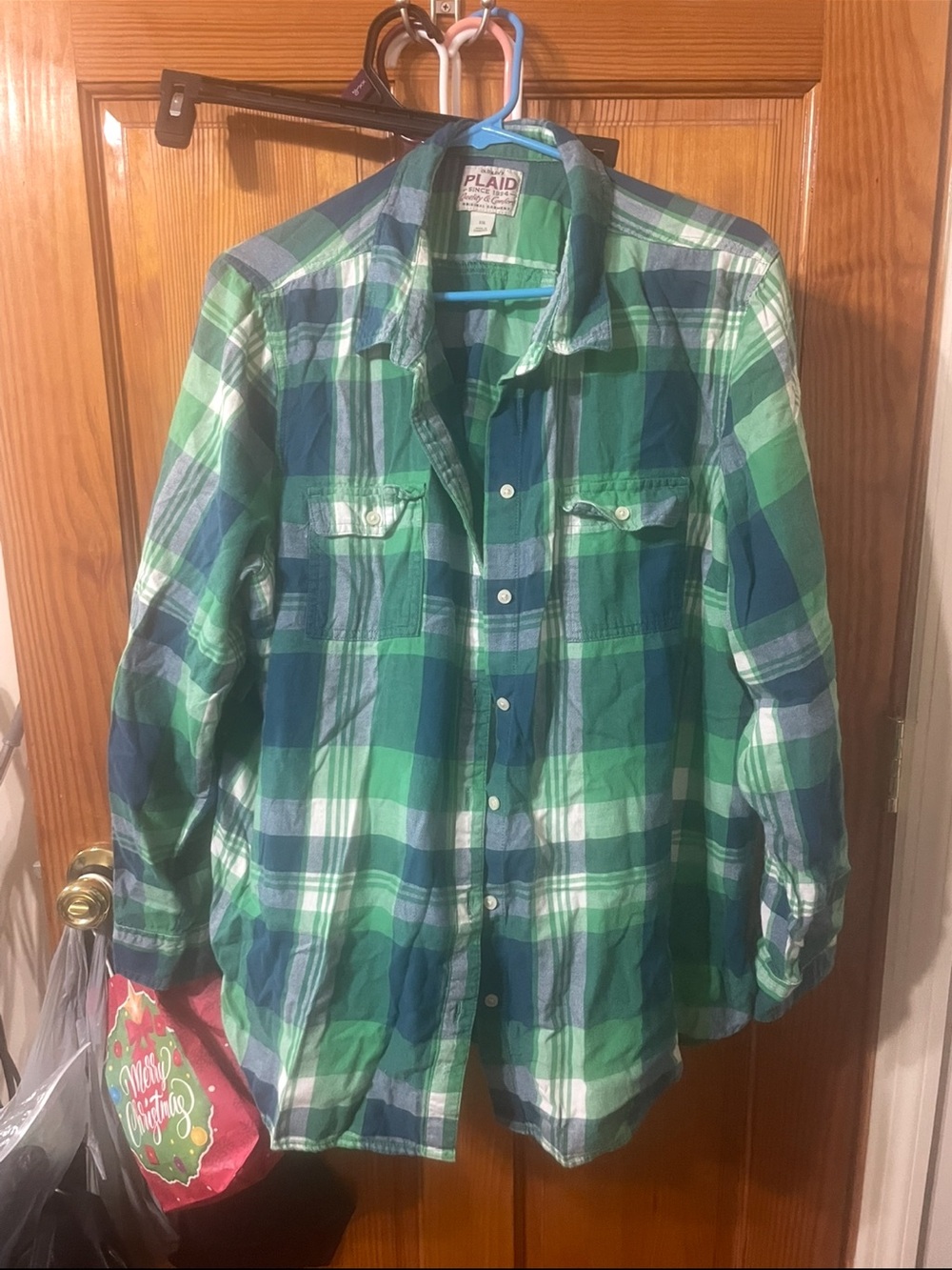 Green & Blue Plaid Button-Up Shirt